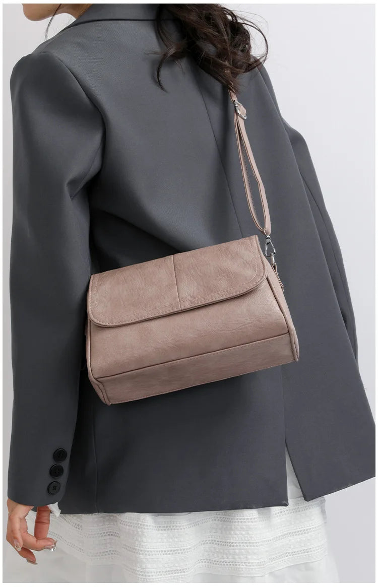 Sac bandoulière en cuir ciré huilé rétro – Sac à main texturé vintage avec rabat élégant, bandoulière réglable, sac à main décontracté classique pour femmes et usage quotidien