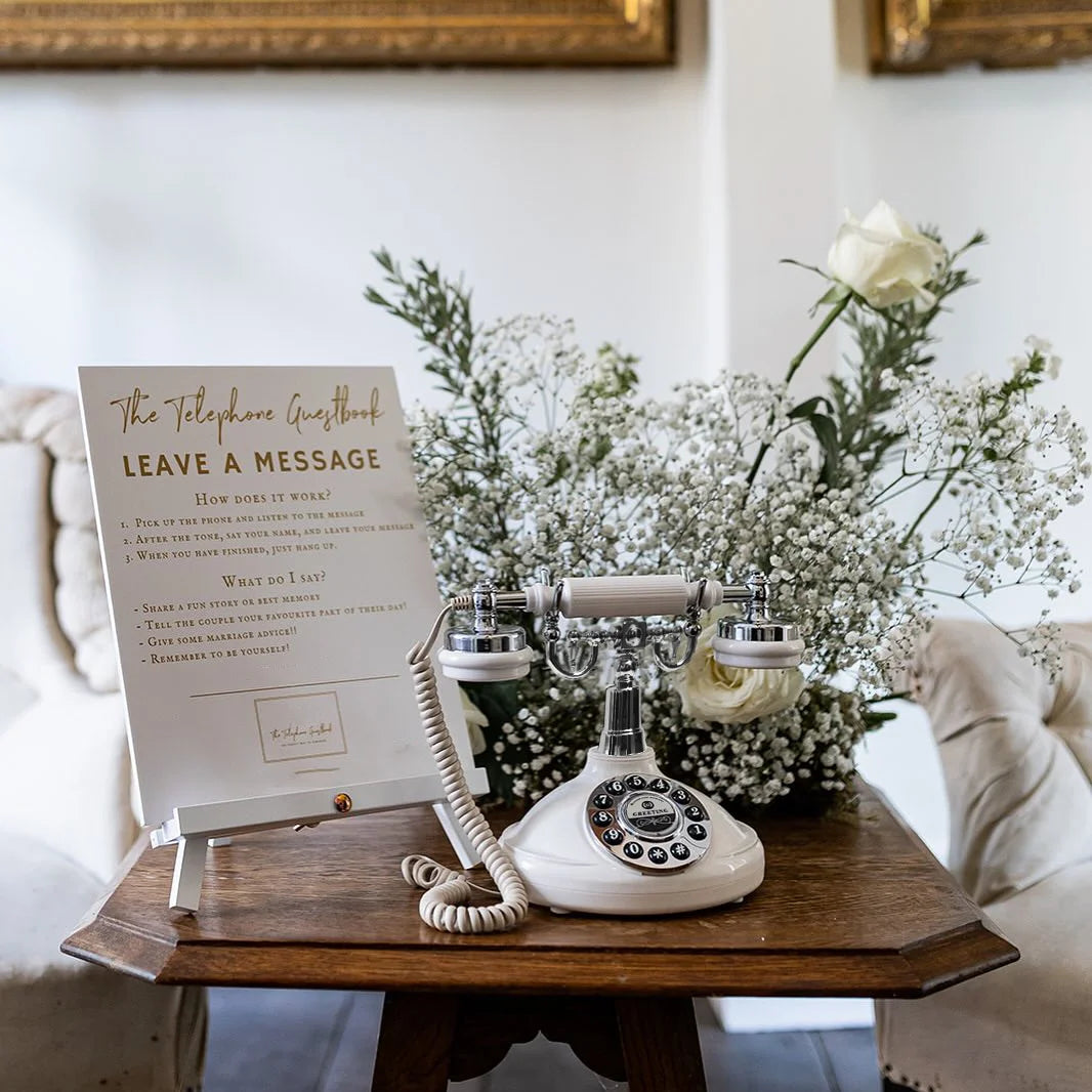 Retro Wedding Voice Guestbook Phone – Classic Vintage Telephone Audio Guestbook for Weddings, Birthdays, Parties & Confessional Messages