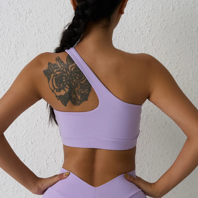 Sujetador deportivo de un hombro para mujer – Top de yoga con diseño de espalda desmontable, camiseta sin mangas sexy para fitness, gimnasio y entrenamiento