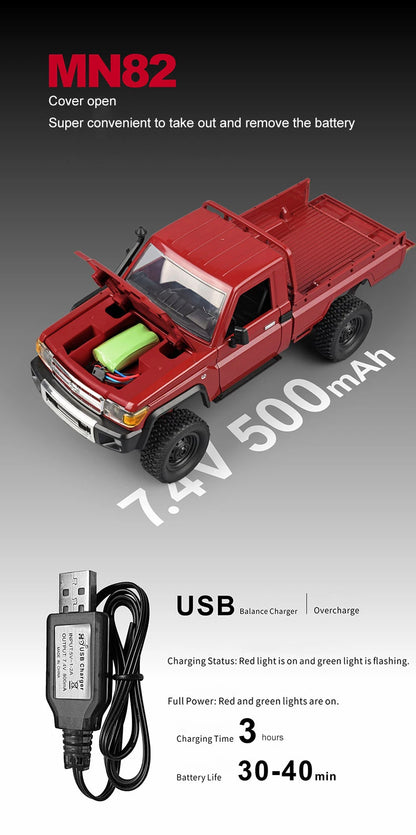 ZWN MN82 Camion Tout-Terrain RC 4x4 LC79 à l'Échelle 1:12 avec Lumières LED, Modèle de Simulation Complet pour Enfants et Adultes