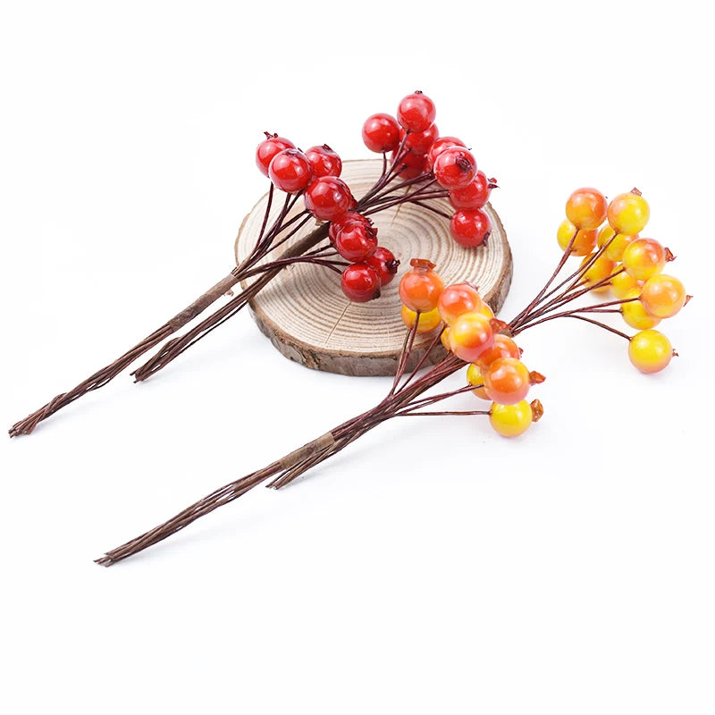 20/50PCS Artificial Pomegranate Flowers – DIY Floral Craft Decorations for Candy Boxes, Christmas Parties, Wedding Arches, Bouquets, Hairpins & Brooches