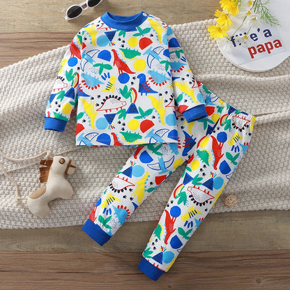 Little Maven Kids' Cotton Clothing Set – Boys & Girls Christmas T-Shirt Top & Pants Outfit for Autumn & Winter, 2-Piece Children's Clothes