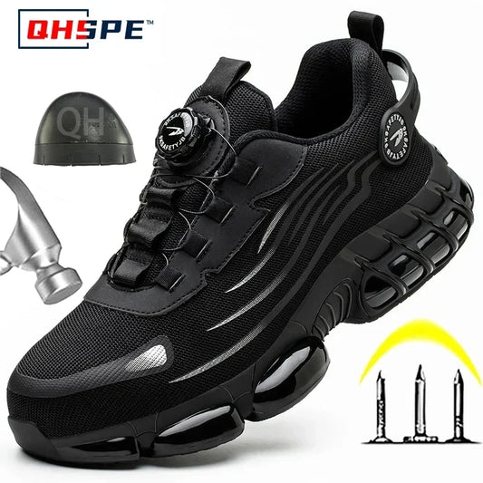 Men's Safety Work Shoes – Protective Elastic Safety Boots with Breathable Design, Odor Control & Casual Fashion Style