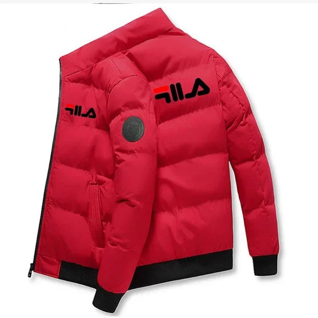 Men’s Short Winter Jacket – Thick Warm Windproof Coat with Zipper & Printed Design, Casual Outdoor Outerwear, Sizes M–5XL
