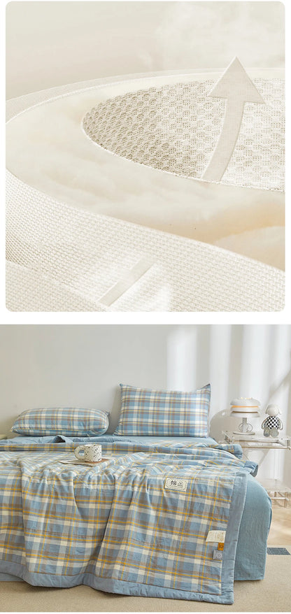 100% Cotton Summer Quilt – Lightweight Long Staple Cotton Comforter for Twin, Queen & Double Beds
