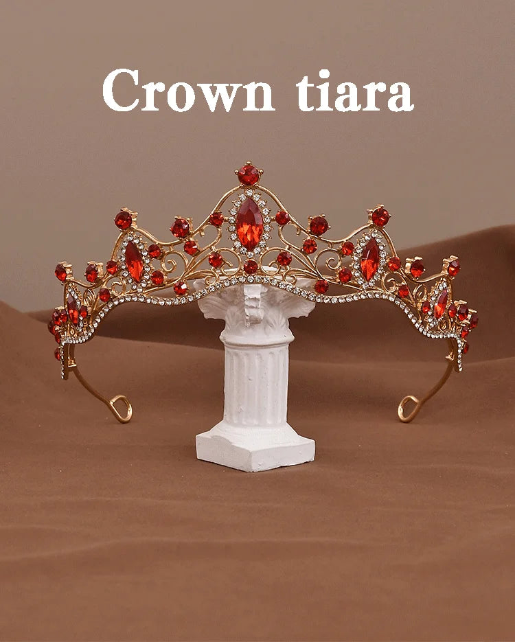 Vintage Baroque Crystal Queen Crown Tiara for Women – Rhinestone Bridal Wedding & Prom Hair Accessory