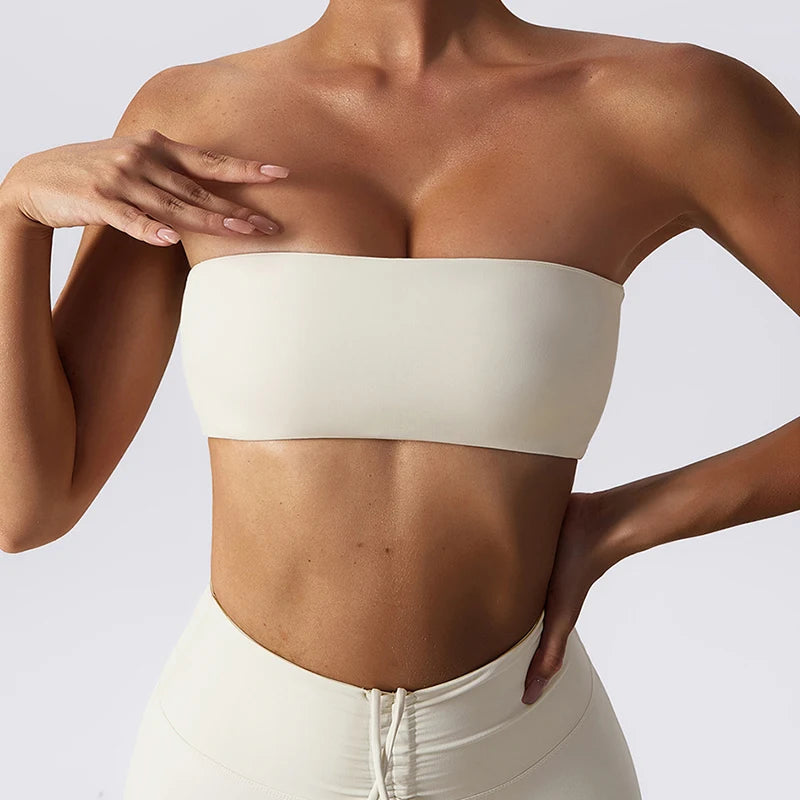 Women’s Strapless Sports Bra – Quick-Dry Tube Top Fitness Yoga Gym Chest Wrap Activewear