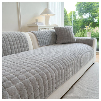 Soft Flannel Non-Slip Sofa Cover – Quilted Furniture Protector for Couch & Living Room Sofa, Warm 1-Seat Cushion Cover