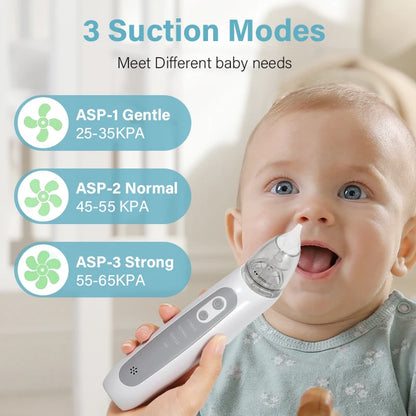 Electric Baby Nasal Aspirator – Automatic Nose Cleaner for Newborns & Toddlers with 3 Soft Silicone Tips, Gentle Suction & Music Function