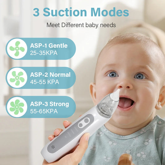 Electric Baby Nasal Aspirator – Automatic Nose Cleaner for Newborns & Toddlers with 3 Soft Silicone Tips, Gentle Suction & Music Function