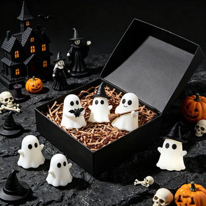 Halloween Luminous Mini Ghost Statue – Cute Glow-in-the-Dark Spooky Ornament for Table Decor, Baking Toppers, Handmade Crafts & Holiday Decorations
