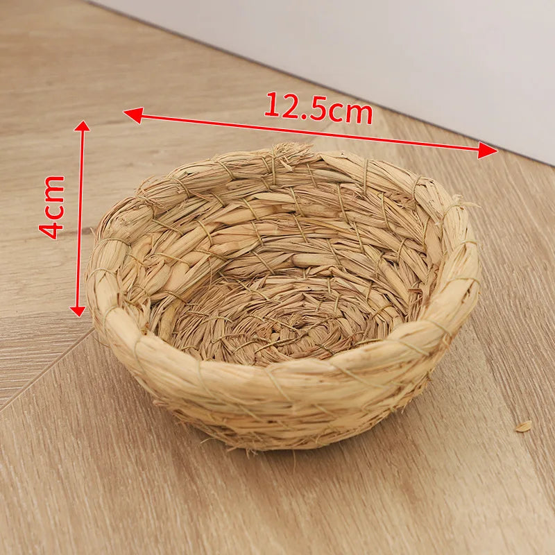 Handwoven Straw Bird Nest – Natural Warm Breeding & Egg-Laying Nest for Parrots, Chickens & Small Birds, Cozy Grass Nest Habitat