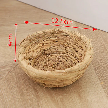 Handwoven Straw Bird Nest – Natural Warm Breeding & Egg-Laying Nest for Parrots, Chickens & Small Birds, Cozy Grass Nest Habitat