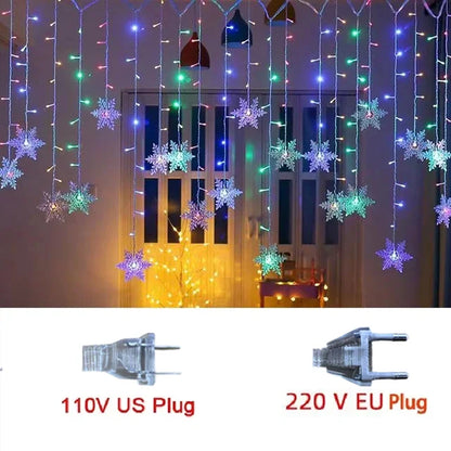 Guirlande lumineuse LED en forme de flocon de neige de 3,2 m – Guirlande lumineuse étanche pour Noël, mariages et décorations de vacances