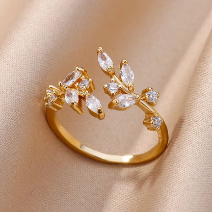 Anillo de circonita de acero inoxidable ajustable con diseño de ojo turco – Anillo de boda geométrico de color dorado para mujer | Regalo de joyería de lujo de moda