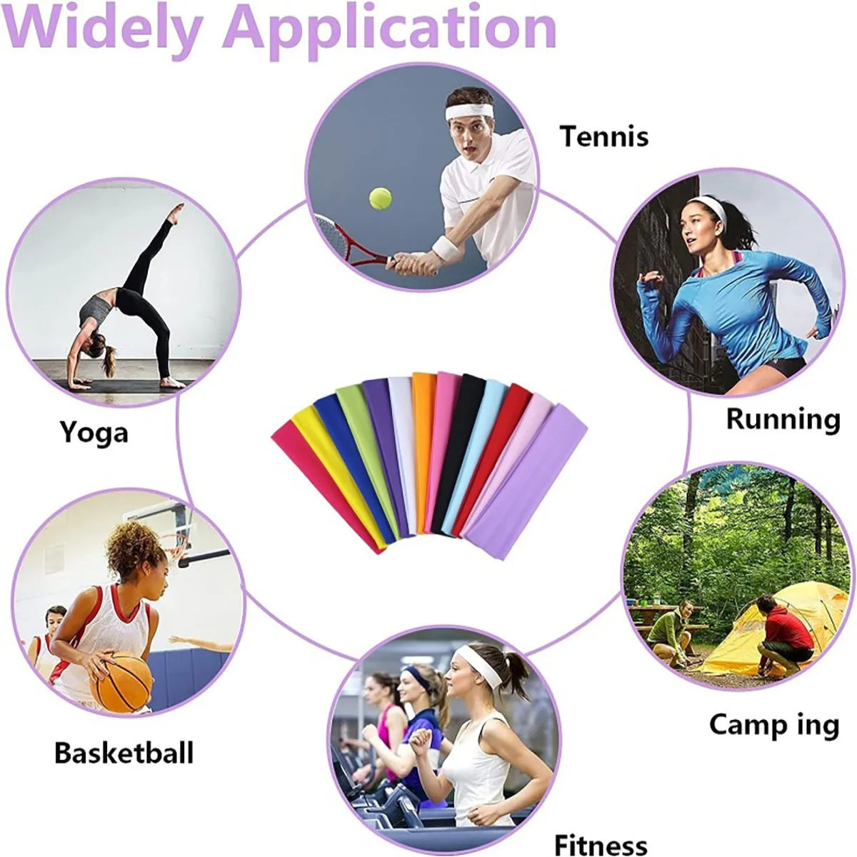 2 Diademas deportivas para yoga – Bandas elásticas absorbentes del sudor para el pelo de hombres y mujeres | Accesorios para el pelo para entrenamientos de fitness y gimnasio