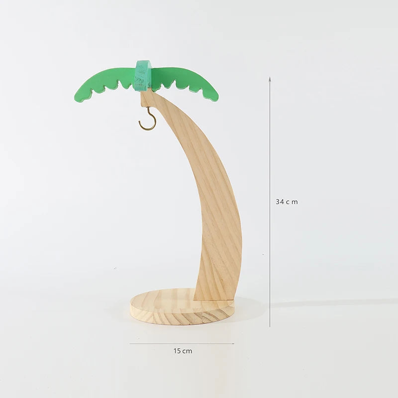 Wooden Banana Rack Hanging Kitchen Rack Simulated Leaf Decorative Fruit Vertical Storage Rack with Hook Kitchen Decoration