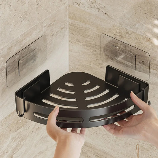 Estante de almacenamiento de plástico para baño – Estante adhesivo para ducha, organizador de champú sin taladrar, estante de almacenamiento esquinero para baño, soporte para toallas y accesorios de baño 1/2/3 piezas