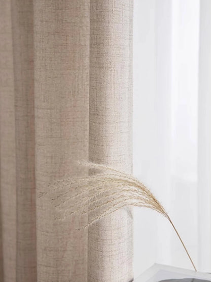 Cortinas de algodón y lino estilo japonés – Paneles de ventana semitraslúcidos para dormitorio y sala de estar