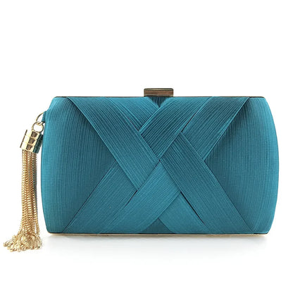 Women's Tassel Evening Clutch Bag with Chain Strap Elegant Wedding Party Shoulder Handbag