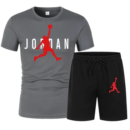 Men's Summer T-Shirt & Shorts Set – Printed Casual 2-Piece Sports Tracksuit for Jogging, Workout & Streetwear