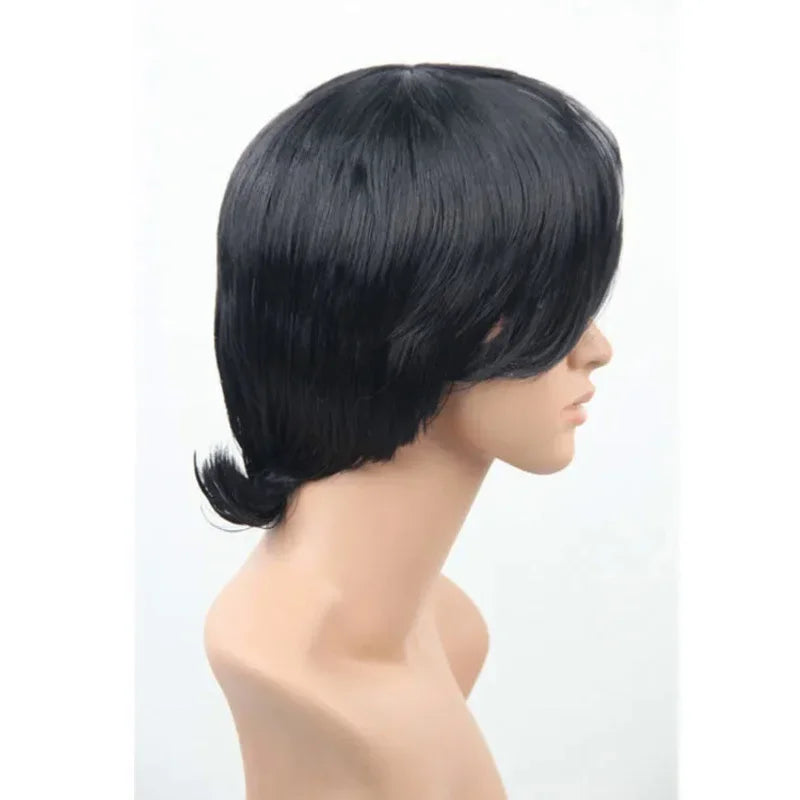 Anime Soul Eater Death the Kid Cosplay Wig – Black & White Split Hair Style (Unisex with Wig Cap, Halloween/Carnival Prop)