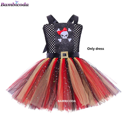 Girls Pirate Costume Dress – Fancy Cosplay Outfit for Halloween, Carnival & Party Dress-Up, Ages 3–10Y