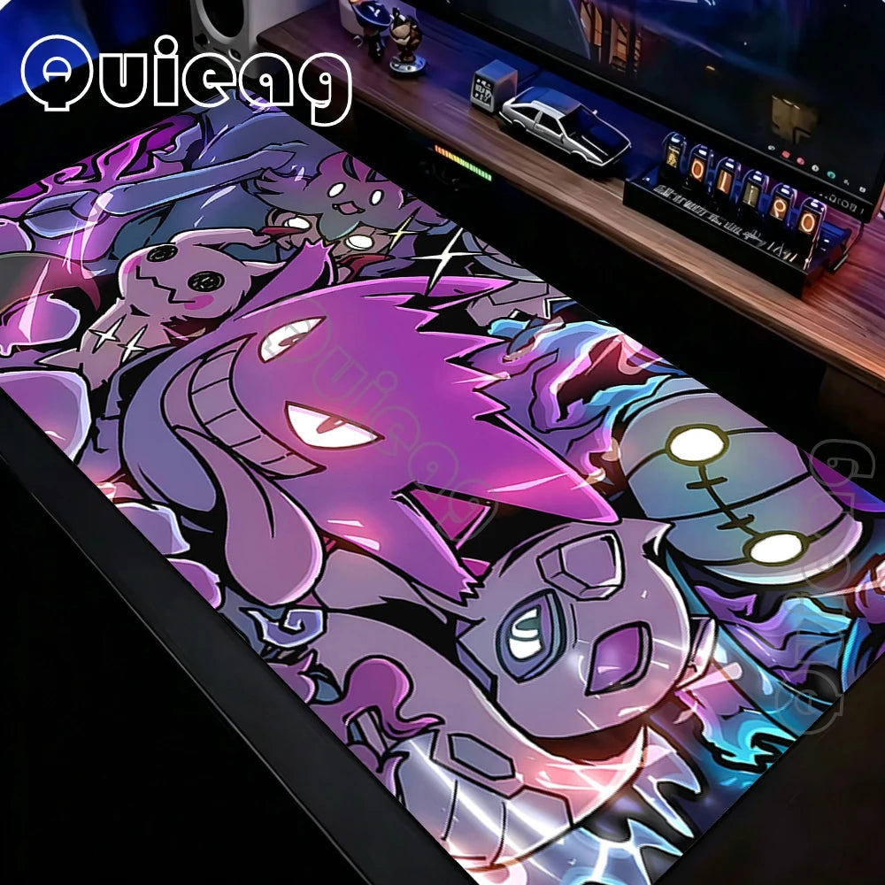 Tapis de souris Gengar Anime Gaming – Grand tapis de bureau Pokémon antidérapant pour ordinateur portable, clavier et configuration PC