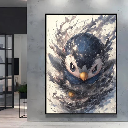 Pokémon Eevee Ink Style Canvas Wall Art – Fantasy Decorative Painting for Home & Room Decor