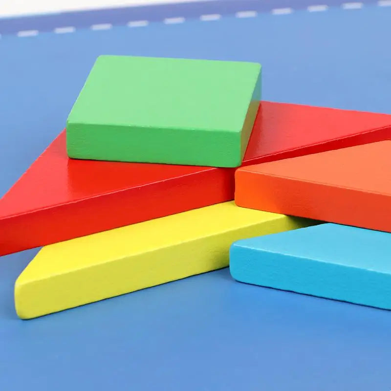 Libro magnético de tangram de madera – Juguete educativo Montessori, rompecabezas portátil para niños, infantes y desarrollo de inteligencia temprana