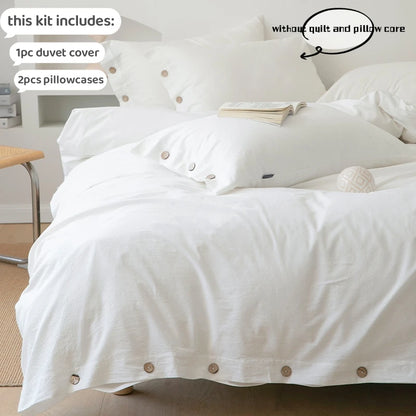 3-Piece 100% Cotton Bedding Set – Duvet Cover & Pillowcase Set for Queen & King Beds