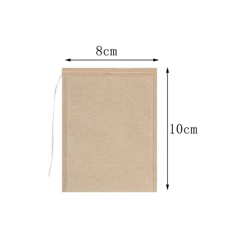 100pcs Empty Tea Bags with Drawstring – Disposable Filter Bags for Loose Leaf Tea, Coffee Beans, Herbal Powder & Spices, Biodegradable Paper Tea Strainer Bags for Home Brewing