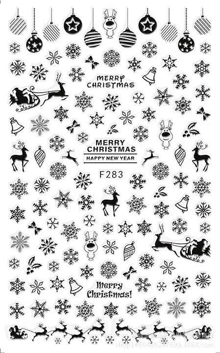 3D Christmas Nail Art Stickers – Snowflake & Winter Tree Nail Decals for Nail Tips Decoration