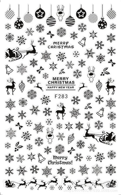 3D Christmas Nail Art Stickers – Snowflake & Winter Tree Nail Decals for Nail Tips Decoration