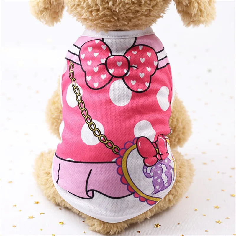 Cute Cartoon Dog Vest – Soft Lightweight Summer T-Shirt for Small Dogs & Puppies, Casual Pet Clothing