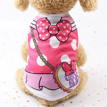 Cute Cartoon Dog Vest – Soft Lightweight Summer T-Shirt for Small Dogs & Puppies, Casual Pet Clothing