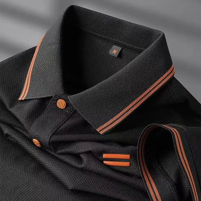 Men's Luxury-Style Polo T-Shirt – Soft Solid Short-Sleeve Turn-Down Collar Shirt with Loose Fit, Casual Business & Smart Everyday Wear