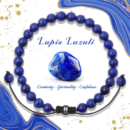 Bracelet perles de tourmaline noire naturelle – Bracelet ajustable tressé en corde avec carte cadeau pour hommes et femmes