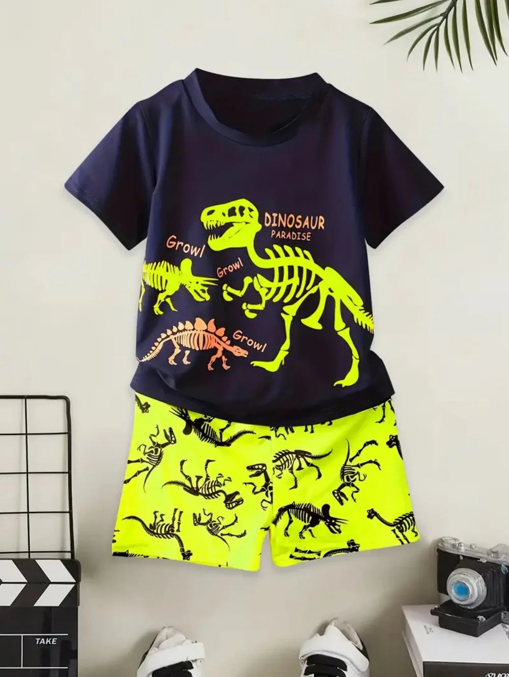 Camiseta de dinosaurios 3D para niños, de manga corta, casual, para verano, para niños y niñas