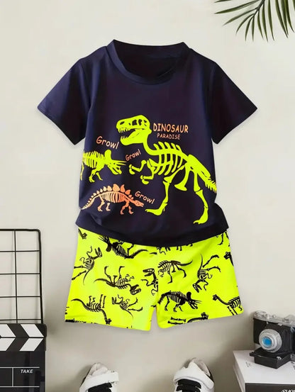 Camiseta de dinosaurios 3D para niños, de manga corta, casual, para verano, para niños y niñas