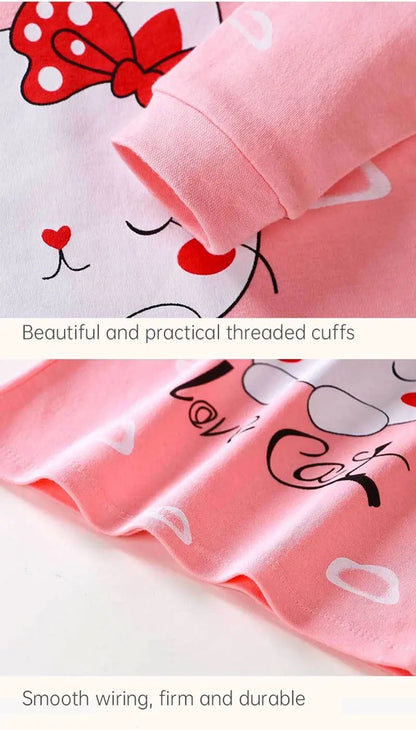 Conjunto de ropa de algodón para niños – Traje de otoño invierno para niños y niñas, cómodo conjunto de pijama de manga larga y pantalones, ropa informal de estar por casa para niños, ropa interior cálida y ropa de regalo de Navidad