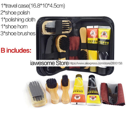 Professional Shoe Care Kit – Portable Leather Shoe Cleaning & Polishing Set with Brush, Shoehorn & Shine Tools for Boots & Sneakers