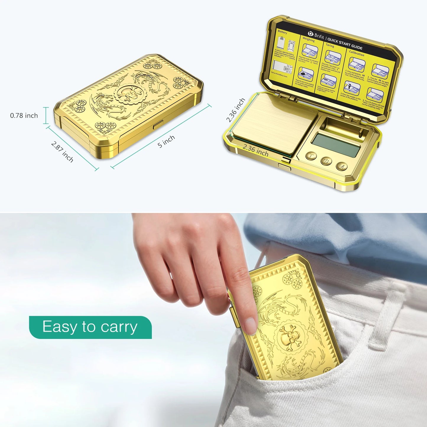 Balance de Bijoux Numérique 200g x 0.01g – Balance de Précision de Poche avec Poids d'Étalonnage de 50g
