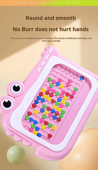 Pizarra magnética de cuentas para niños – Juguete educativo Montessori para garabatear con bolígrafo de rompecabezas, juego creativo de dibujo y aprendizaje para niños de 3 a 8 años, regalo STEM interactivo