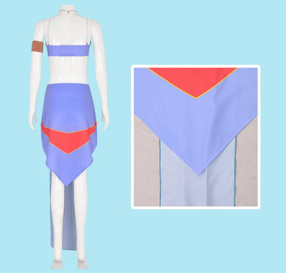 Halloween Princess Kida (Atlantis) Cosplay Costume – Adult Women Blue Dress Set (Carnival/Party Fancy Dress Outfit)