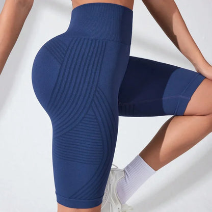 Women’s High Waist Seamless Slim Yoga Shorts Stretchy Push Up Butt Lifting Knitted Workout Running