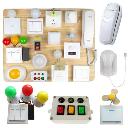 Accesorios para tablero de actividades Montessori – Piezas de tablero de actividades sensoriales DIY con enchufe eléctrico, juguetes de aprendizaje para niños