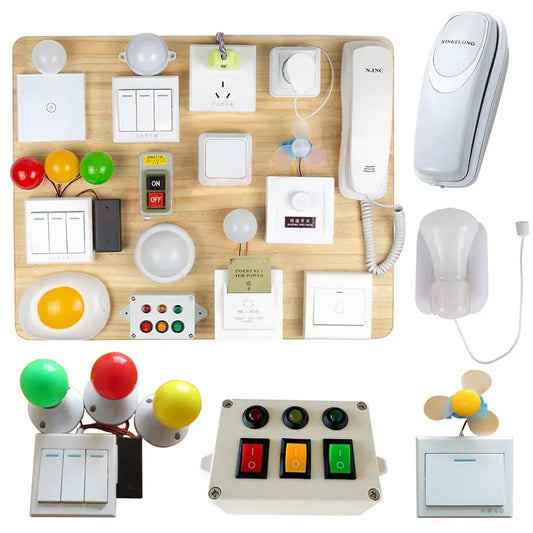Accesorios para tablero de actividades Montessori – Piezas de tablero de actividades sensoriales DIY con enchufe eléctrico, juguetes de aprendizaje para niños