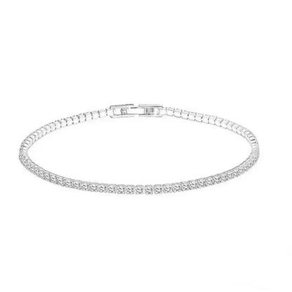 Pulsera de tenis de plata de ley 925 – Pulsera de cristal de circonita de 2,5 mm, ajustable de 16 a 19 cm, joyería para aniversario y regalo
