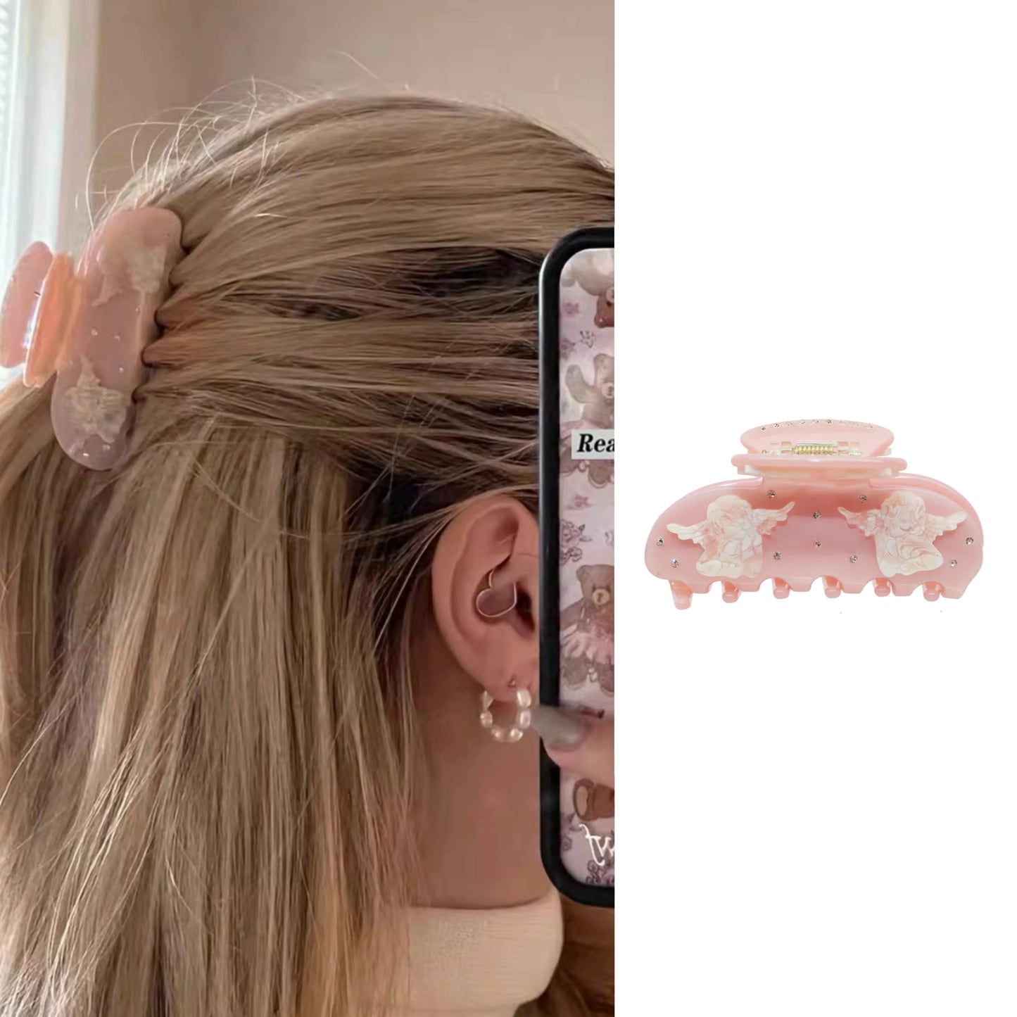 Pinzas para el pelo de cereza bonitas – Pinzas para el pelo de acetato con diamantes de imitación de frutas, flores y mariposas para mujeres y niñas | Accesorios para el pelo de moda Kawaii